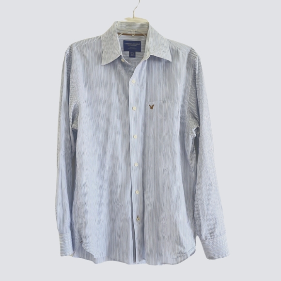 NWOT American Eagle Outfitters Men's Striped Long Sleeve Pocket Button Front  M - Picture 1 of 7